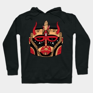 Red and Cream African Mask No 8 Hoodie